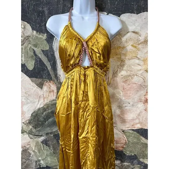 NEW Anthropologie Silk Colorblocked Maxi Dress Size 6 - Picture 8 of 10